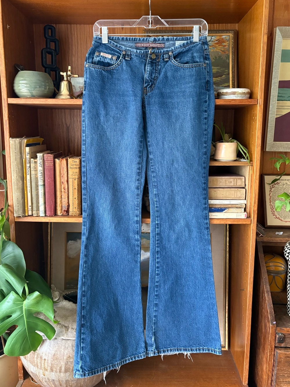 Y2K Grunge Vintage Low Rise Flare Medium Wash Jeans Bluenotes 26